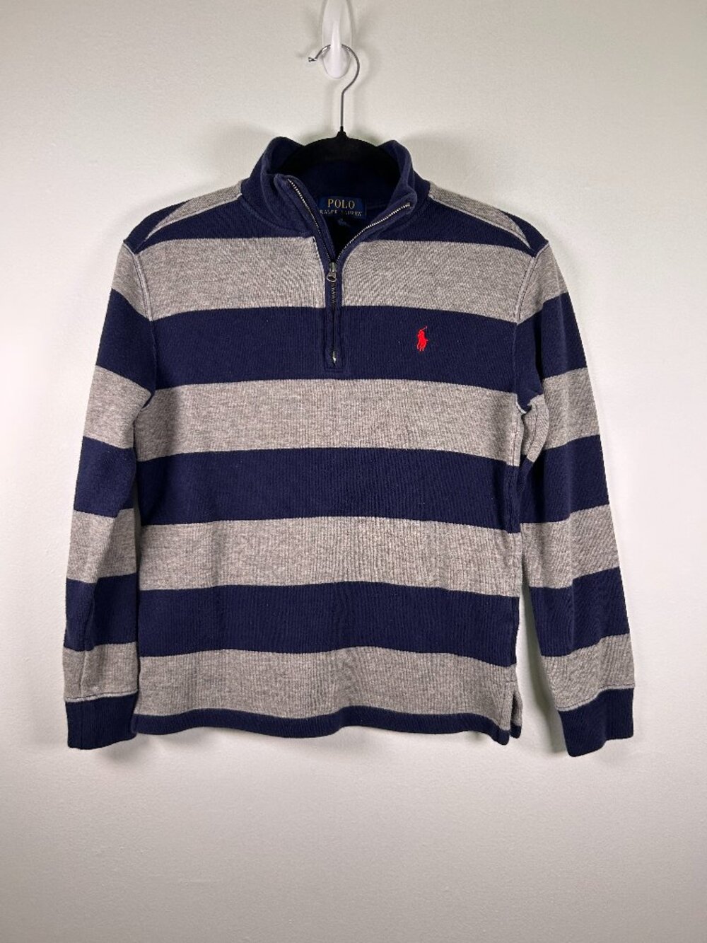 Polo Ralph Lauren Gray & Navy Striped Sweater Kids Size M